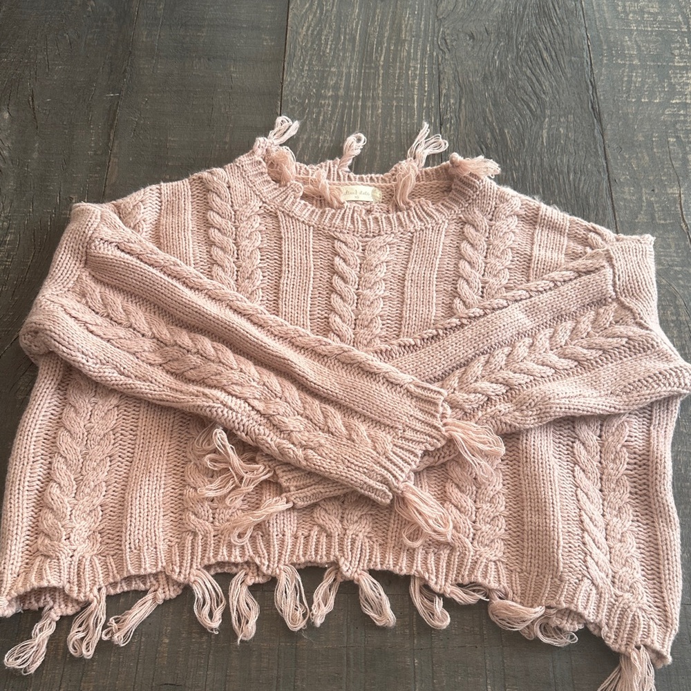 Altar'd State Blush Cable Knit Sweater
